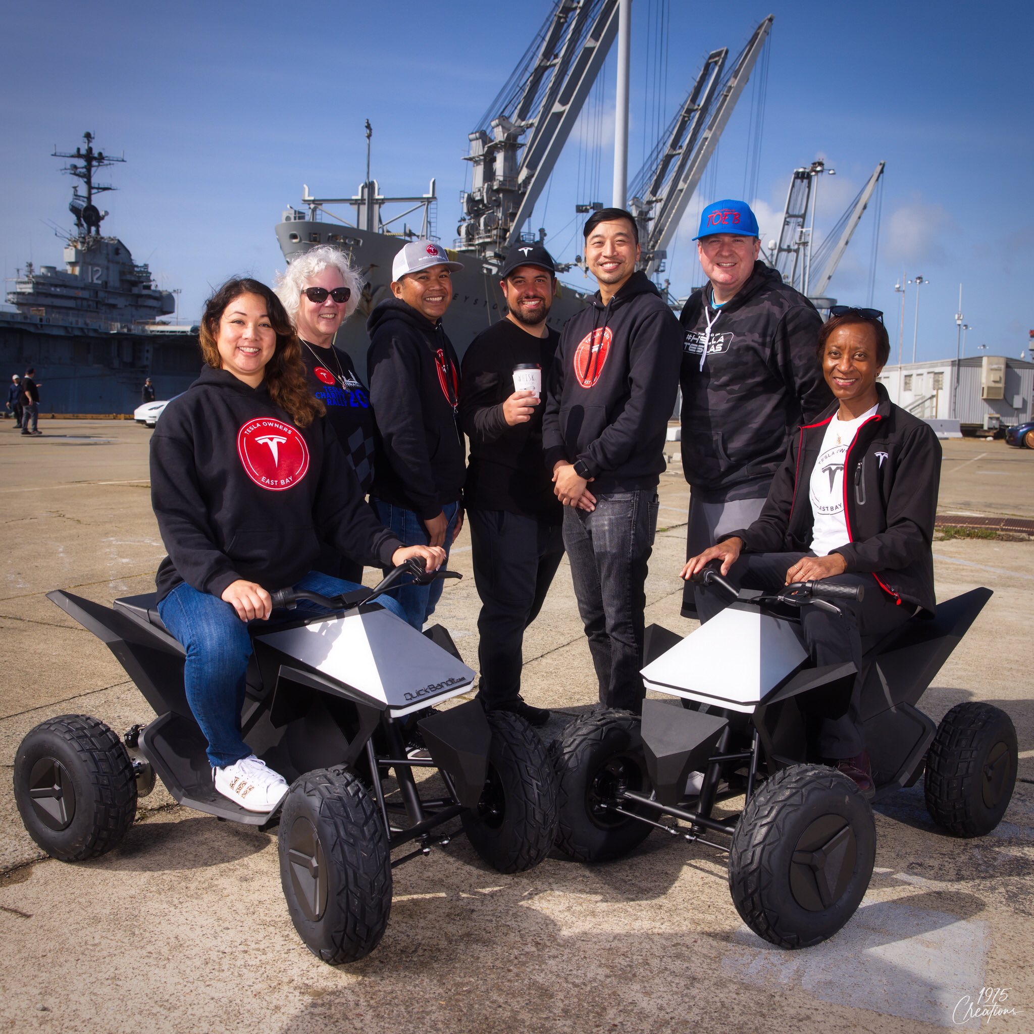 March 14th, 2022 - Tesla Owners East Bay leadership team at Alameda Cars & Coffee Event. (Pictured L to R): Kristine, Peggy, Wilmer, Mark, Al, Chad, Joyce